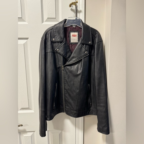 Men’s Levi's Moto Black Leather Jacket - Picture 1 of 13